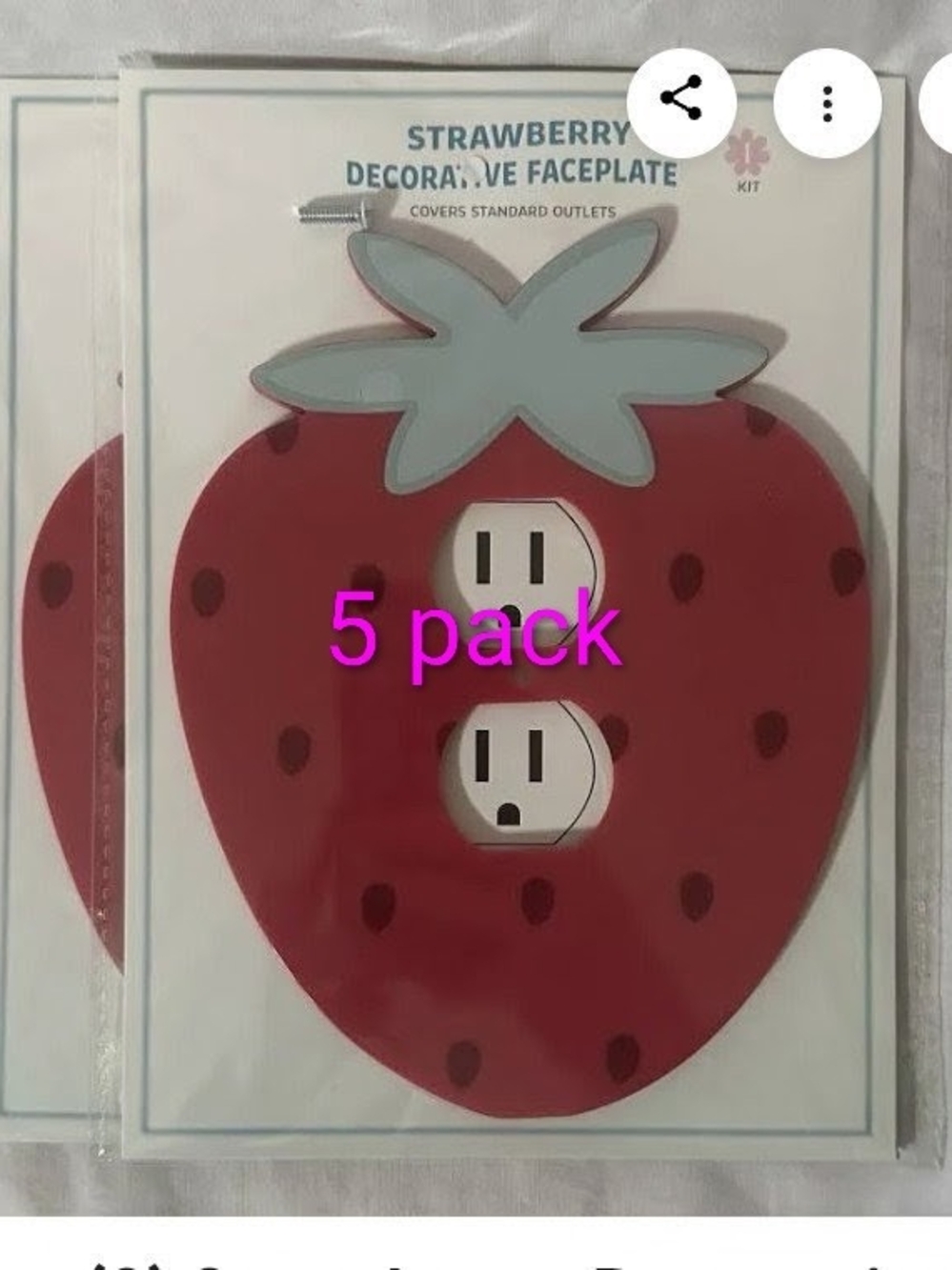 Strawberry Decorative Outlet Cover Plate – Red with Light Green Top